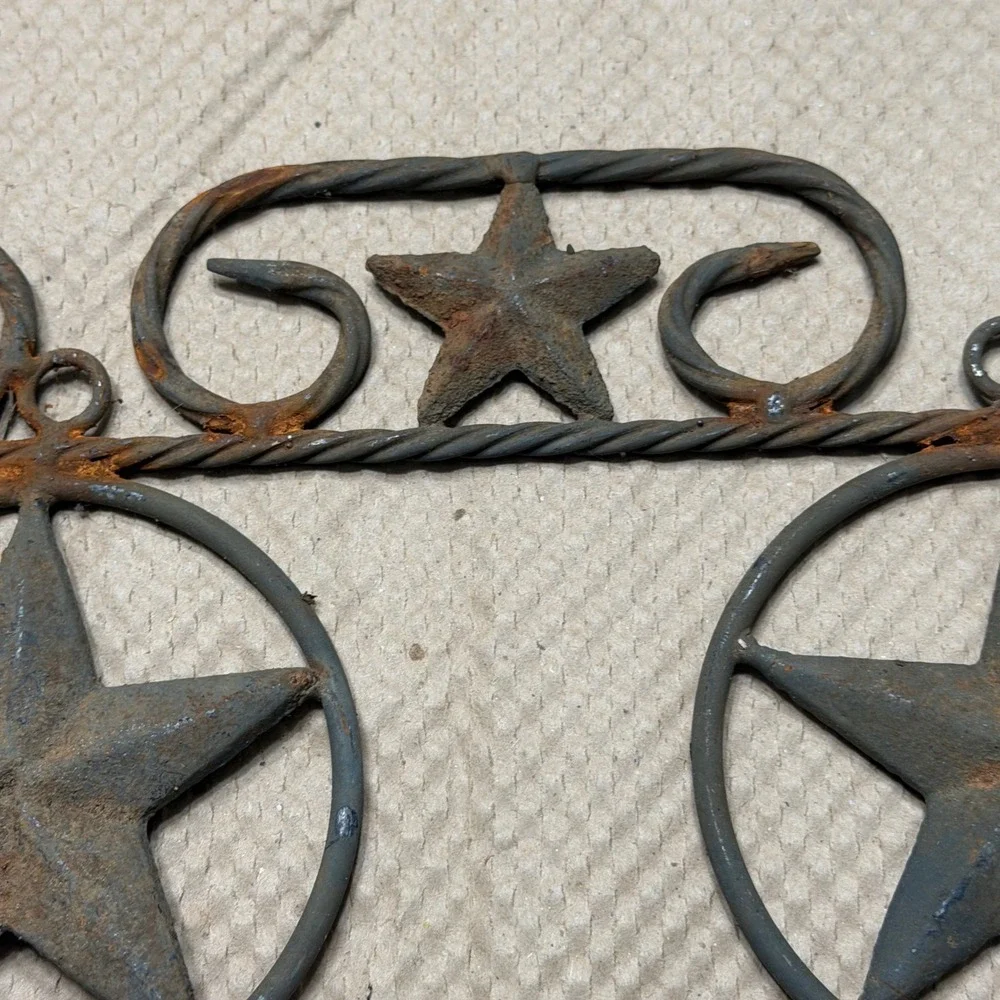 Rustic Wrought Iron Texas Lone Star Wall Hook Rack Western Farmhouse Decor 13.5